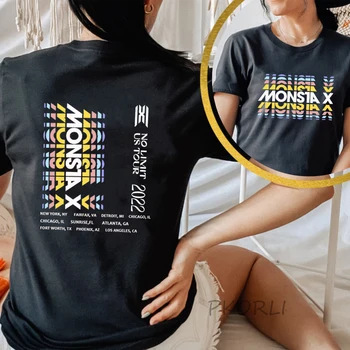 Monsta X X X X X Bez Limitu Tour Merch 2022 T-shirt kórejský Módne Oblečenie, Streetwear Ženy Muži Lete Kpop Grafické Tees Unisex