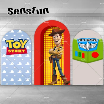 Woody Toy Story Tému Arch Pozadie Kryt pre Chlapcov Kovboj Narodeninovej Party Prostredí Nebo Modré Mraky Chiara Stenu Banner